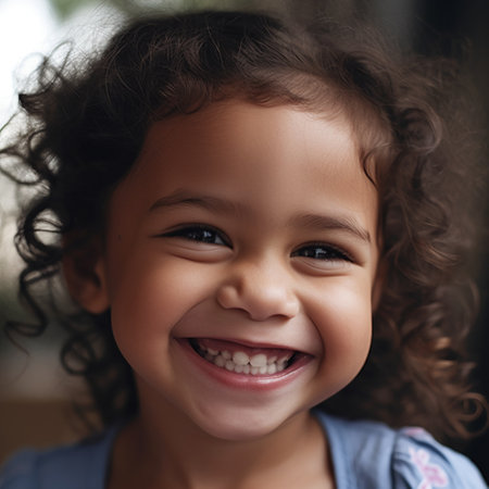 young asian girl smiling showing her healthy teeth looking happy.の素材