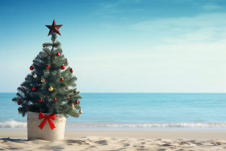 Christmas Tree On Beautiful Tropical Beachの素材