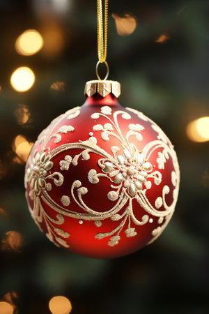 Christmas background christmas ball and branch of spruce treeの素材