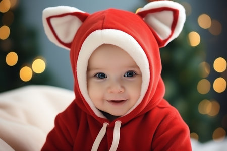 little boy with Santa costumeの素材