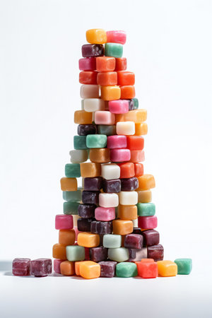 Group of colored candies on a white backgroundの素材