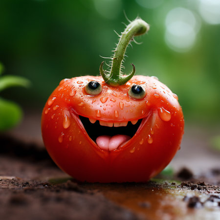 funny hungry evil tomatoes characterの素材