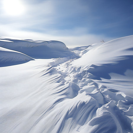 snowdrift, a snowy plain in the sun. winter wave sunny dayの素材
