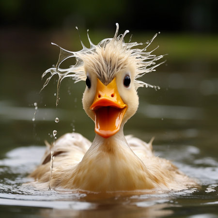 rubber bath duck with funny expressionの素材