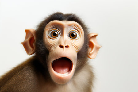 Surprised looking Snow Monkey baby looking excitedの素材