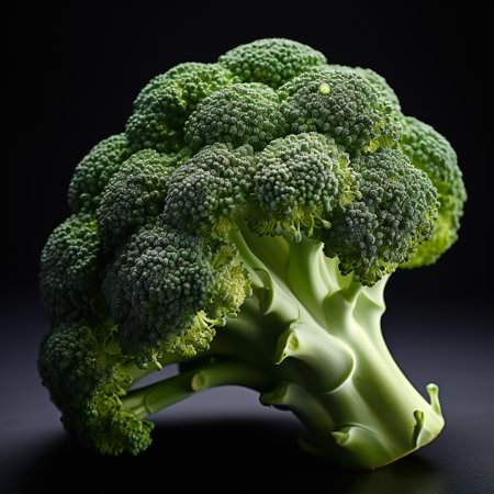 Fresh broccoli on black background.の素材