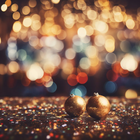 Vintage tone blur image of christmas party in the garden with bokeh.の素材