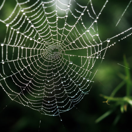 White beautiful spider web outsideの素材