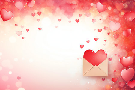 Love letter blank template with hearts pattern background. Horizontal holiday backdrop for beauty wedding invitation, save the date card, letterhead, romantic letter for her, love note empty spaceの素材