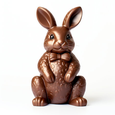 chocolate easter bunny on a white backgroundの素材