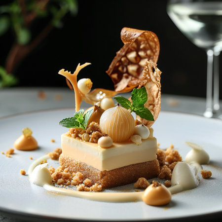 yummy dessert at a Michelin star restaurantの素材