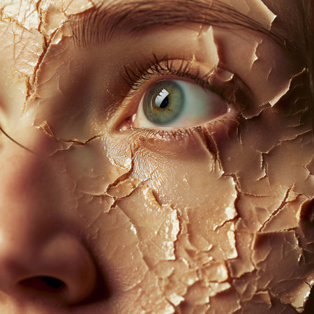 peeling deep on the face of the girl peeled off the skinの素材