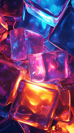 Background of colorful cubes, 3d abstract, vertical.の素材