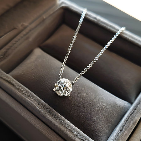 Fancy diamonds pendant in a gift box on darkの素材