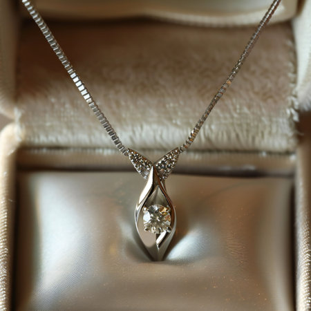 Fancy diamonds pendant in a gift box on darkの素材