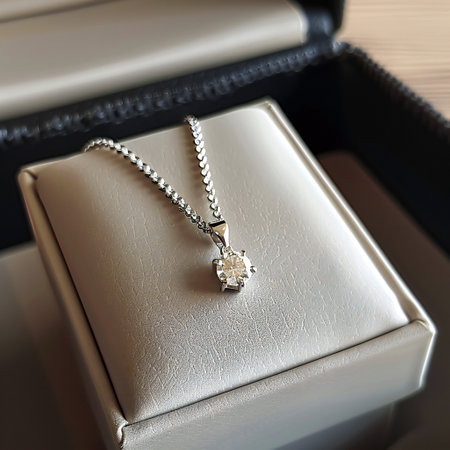 Fancy diamonds pendant in a gift box on darkの素材