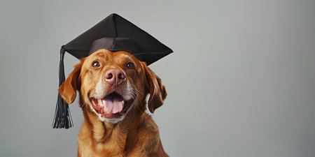 Cute golden dog graduating training