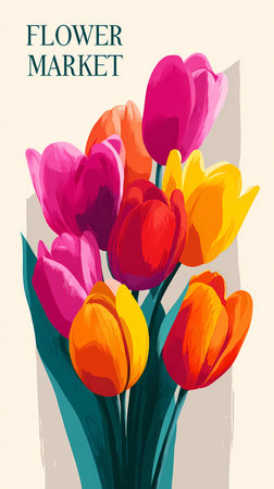 Tulips design template or background, flower marketの素材