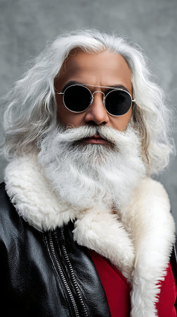 Cheerful santa claus rocker vertical portrait.の素材