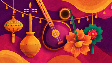 Happy Vasant Panchami Festival Background Design Template Illustrationの素材