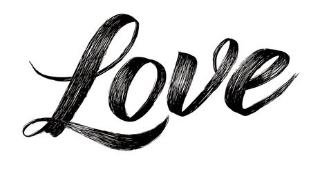 LOVE brush calligraphy lettering. Handwritten textの素材