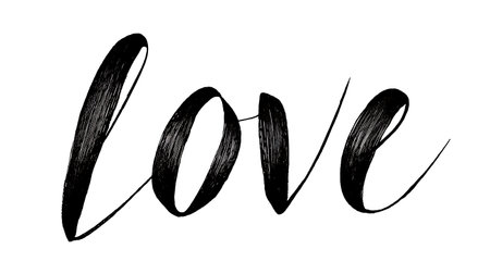 LOVE brush calligraphy lettering. Handwritten textの素材