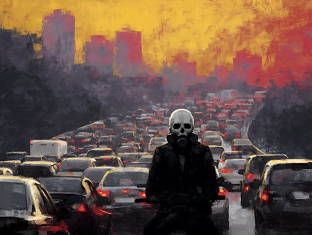 many cars on the road top view traffic jam rush hourの素材