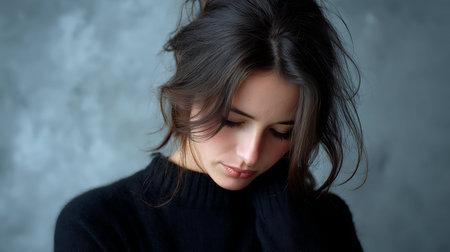 Concept of teenage or female depression and isolationの素材