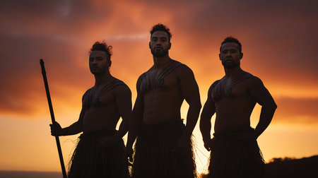 Group of Maori men standing. on Waitangi Day, the national day of New Zealand, marks the anniversary of the 1840 Treaty of Waitangi.の素材