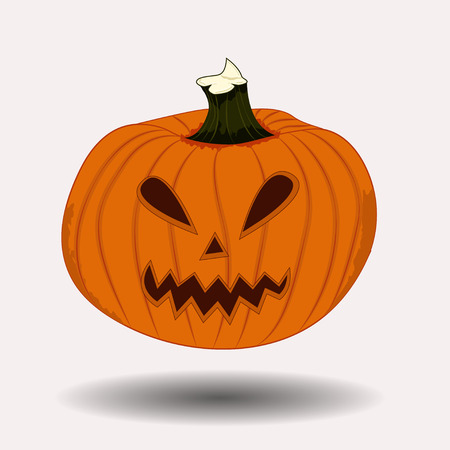 Halloween pumpkin with scary face on white. Vectorのイラスト素材