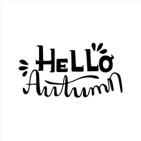 Hand written Lettering Hello Autumnのイラスト素材