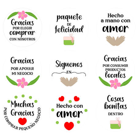 Business support round stickers in Spanish for printのイラスト素材
