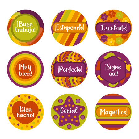 Reward Stickers for Kids, Printable Teacher Stickers Spanishのイラスト素材