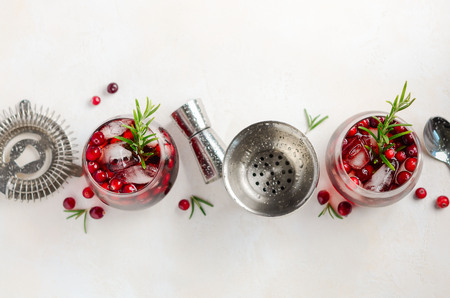 Cold water drink on white background, top view, copy spaceの写真素材