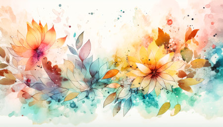 Abstract floral watercolor paint background. Generative AI.の素材