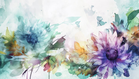 Abstract floral watercolor paint background. Generative AI.の素材