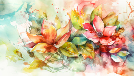 Abstract floral watercolor paint background. Generative AI.の素材