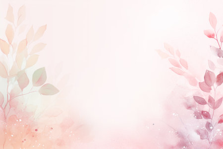 Light pink paper texture background. Tiny petal flower painting in watercolor style. Generative AI.の素材
