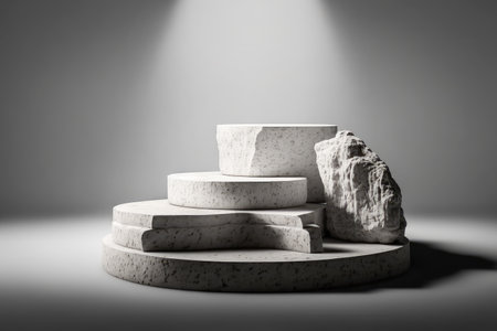 Concrete empty podium for your product presentation. Generative AI.の素材