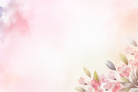 Light pink paper texture background. Tiny petal flower painting in watercolor style. Generative AI.の素材