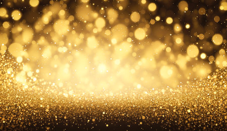 Golden Bokeh background. Generative AI.の素材