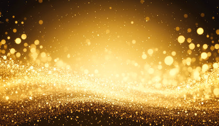 Golden Bokeh background. Generative AI.の素材