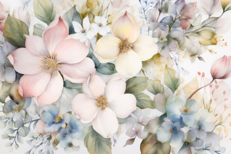 Beautiful abstract flower background in watercolor style. Generative AI.の素材