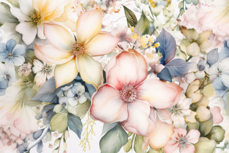 Beautiful abstract flower background in watercolor style. Generative AI.の素材