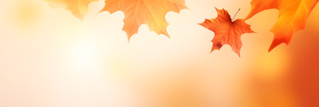 Beautiful maple leaves on blurred background. Generative AI.の素材