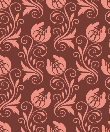seamless pattern - beige flowers on a brown backgroundのイラスト素材