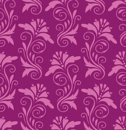 seamless pattern - pink flowers on a purple backgroundのイラスト素材