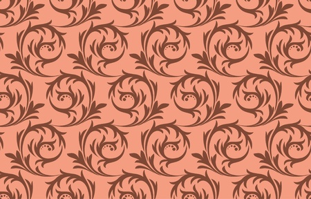 Seamless brown pattern on a peach backgroundのイラスト素材