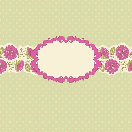 Template frame design for greeting card . Floral design. In vintage style.のイラスト素材