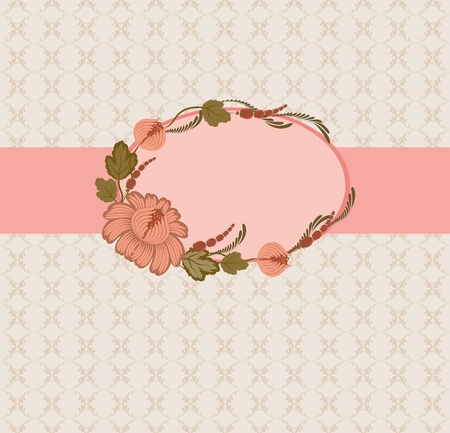 Template frame design for greeting card . Floral design. Background - seamless pattern.のイラスト素材